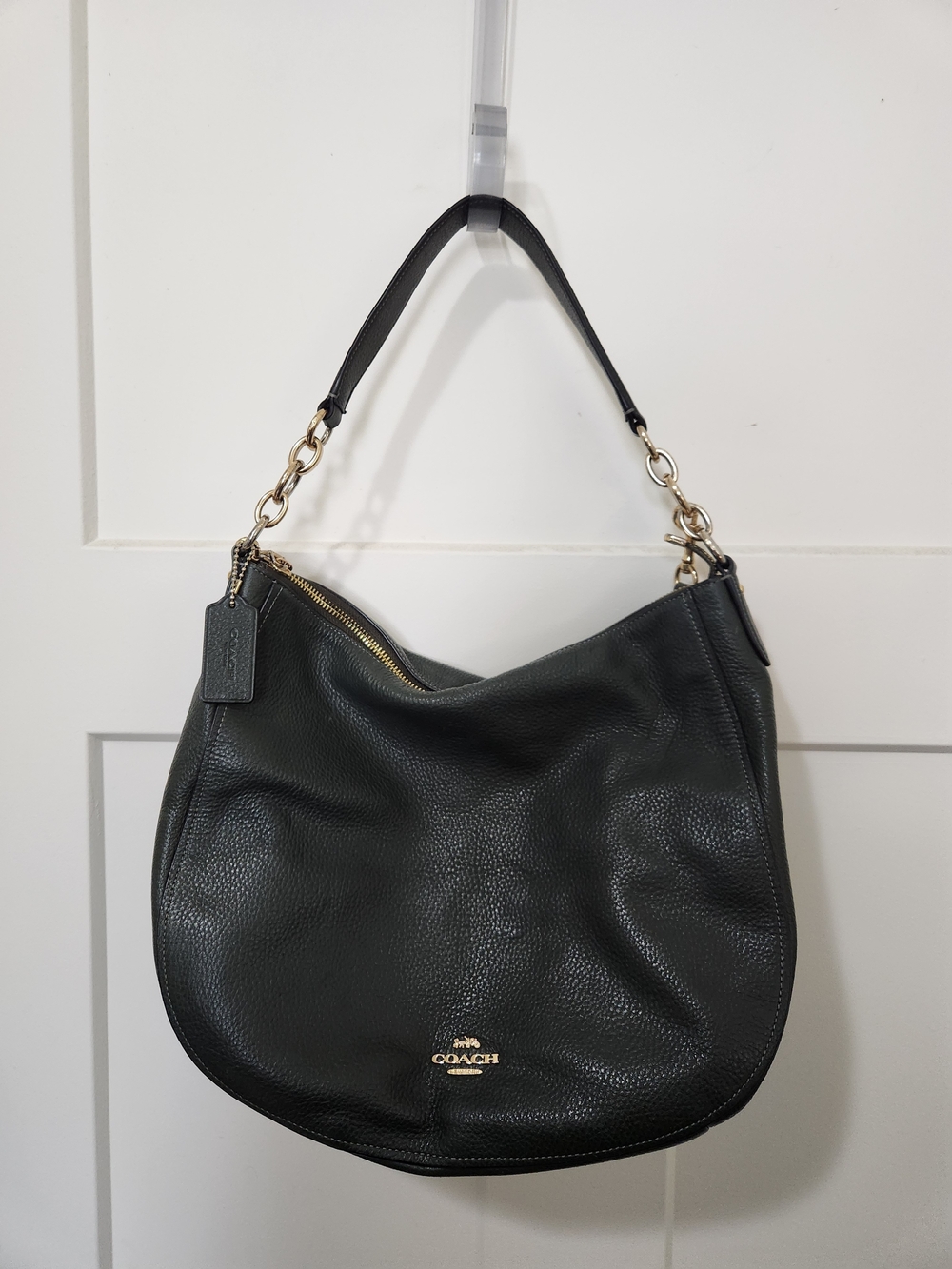 COACH Chelsea Hobo Bag, Shoulder/Crossbody Purse, Dark Green Pebbled Leather